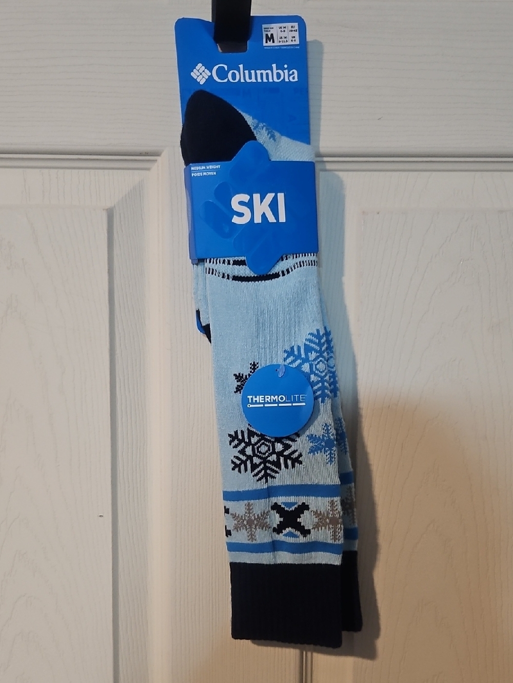 Columbia Women's Thermolite Snowflake Ski Socks: SKY BLUE: NEW WITH TAGS: SZ M